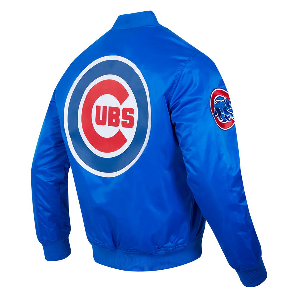 MLB CHICAGO CUBS BIG LOGO MEN'S SATIN JACKET (ROYAL BLUE) - Image 4