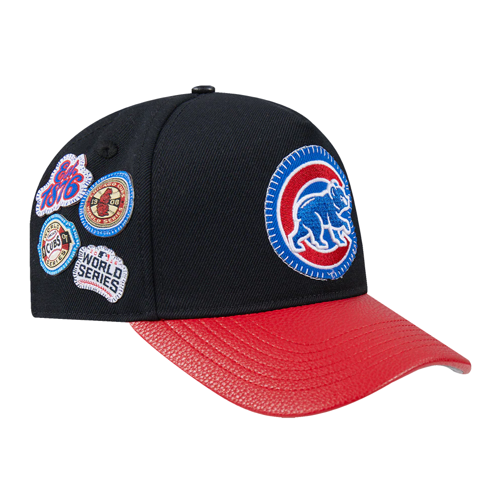 MLB CHICAGO CUBS DIY PICK STITCH LEATHER PINCH FRONT STRAPBACK (BLACK) - Image 5