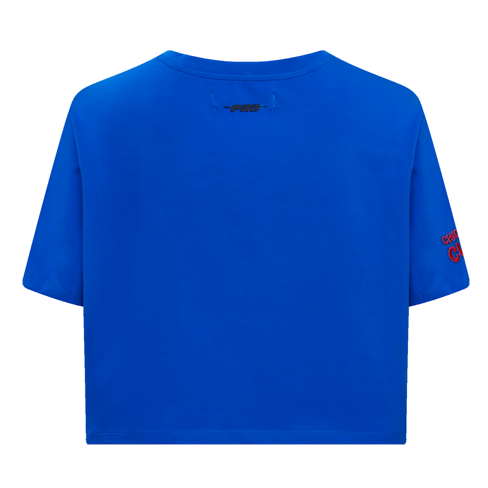 MLB CHICAGO CUBS SCRIPT TAIL WOMEN'S SINGLE JERSEY BOXY TOP (ROYAL BLUE) - Image 3