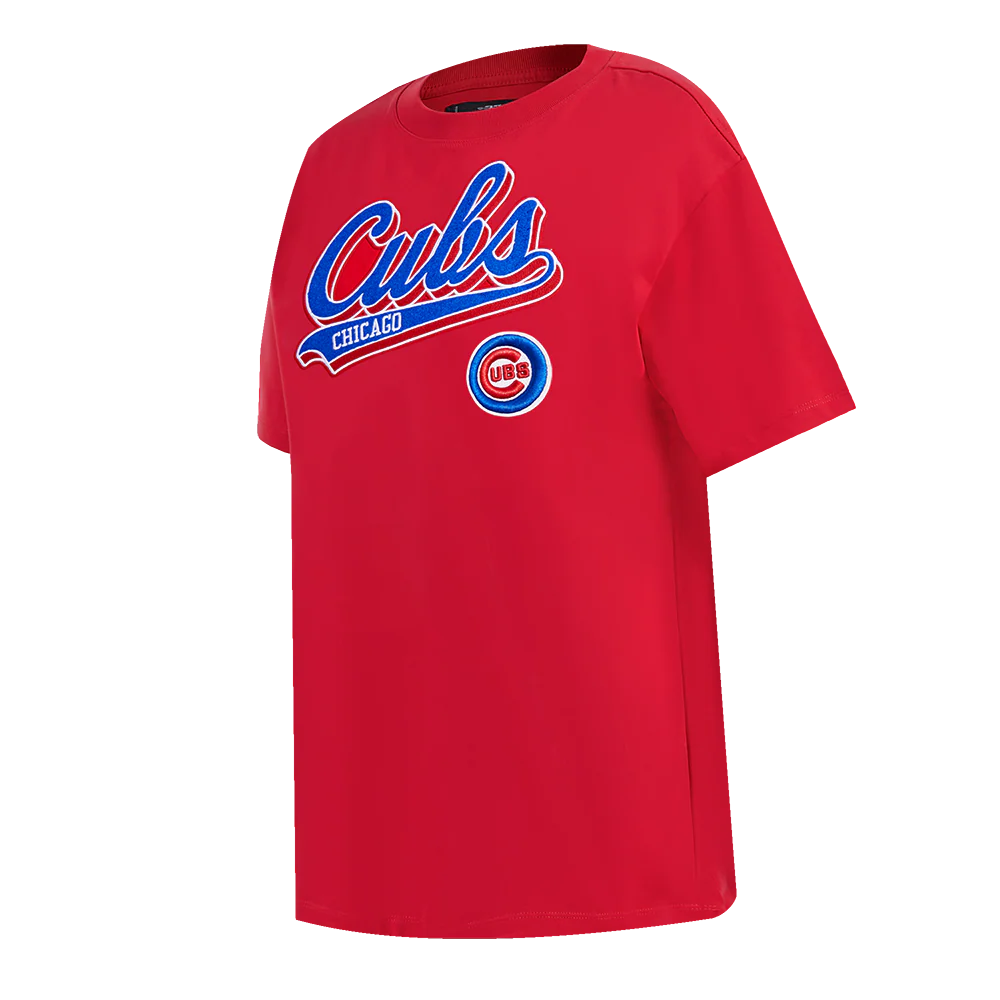MLB CHICAGO CUBS SCRIPT TAIL WOMEN'S BOYFRIEND TOP (RED) - Image 2