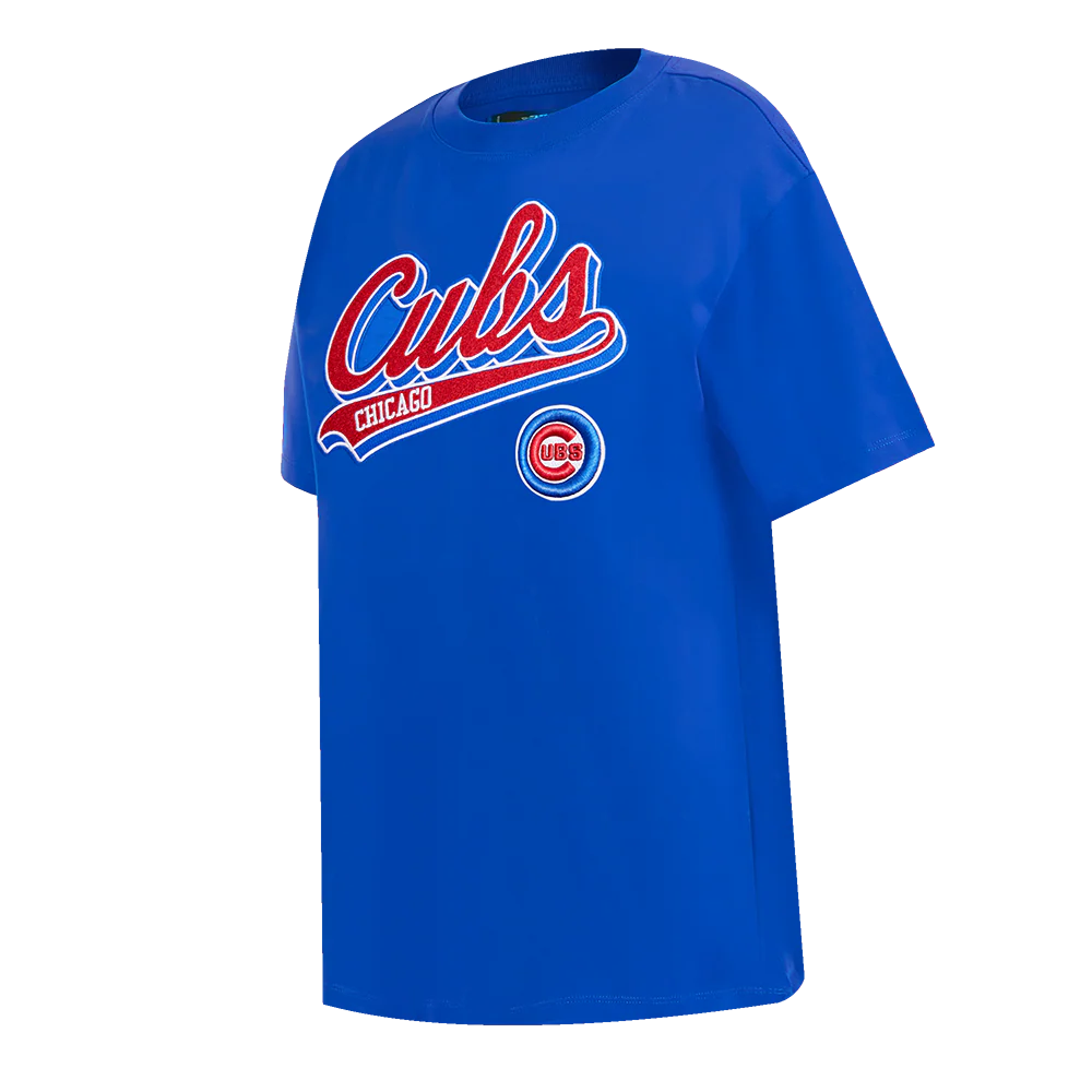 MLB CHICAGO CUBS SCRIPT TAIL WOMEN'S BOYFRIEND TOP (ROYAL BLUE) - Image 2