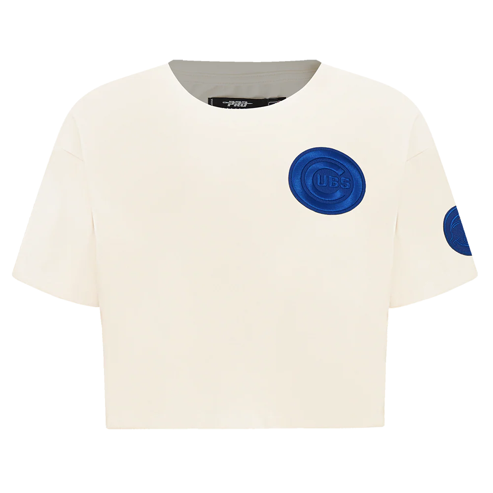 MLB CHICAGO CUBS TRIPLE TONAL SINGLE JERSEY BOXY WOMEN'S TEE (EGGSHELL)
