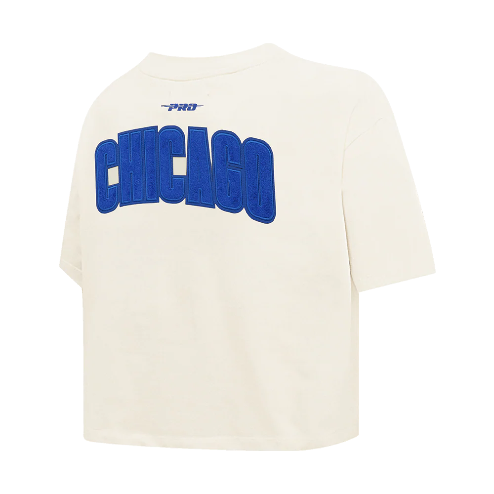 MLB CHICAGO CUBS TRIPLE TONAL SINGLE JERSEY BOXY WOMEN'S TEE (EGGSHELL) - Image 4