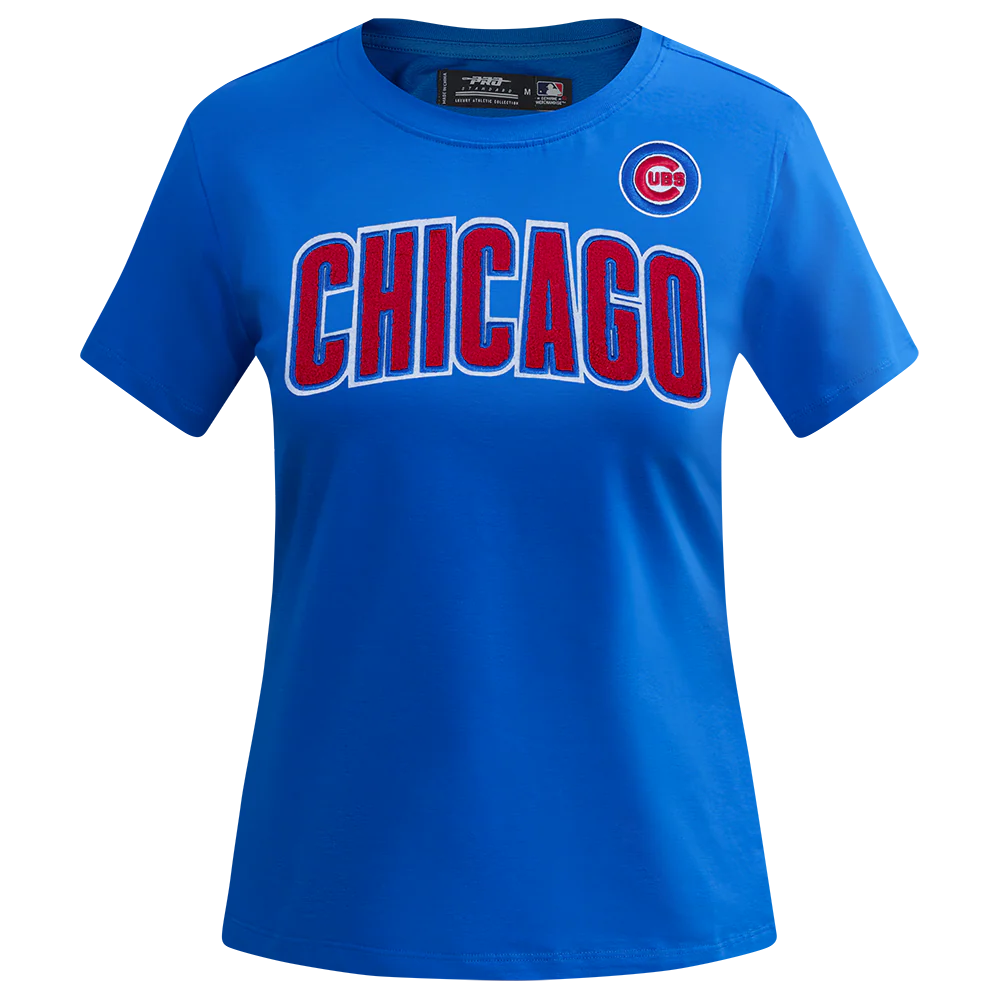 MLB CHICAGO CUBS CLASSIC SHORT SLEEVE WOMEN'S SINGLE JERSEY SLIM FIT TOP (ROYAL BLUE)