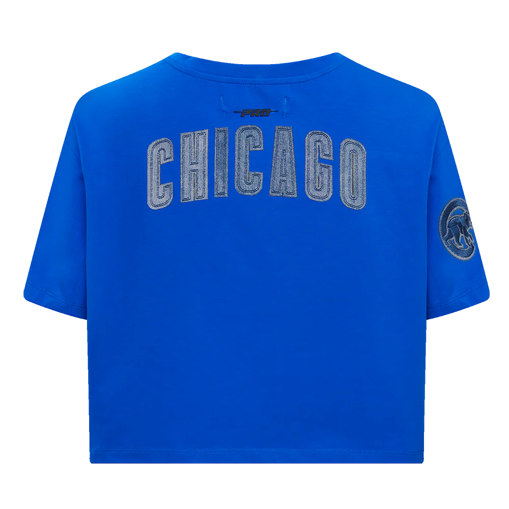 MLB CHICAGO CUBS VARSITY BLUES WOMEN'S BOXY TOP (ROYAL BLUE) - Image 3