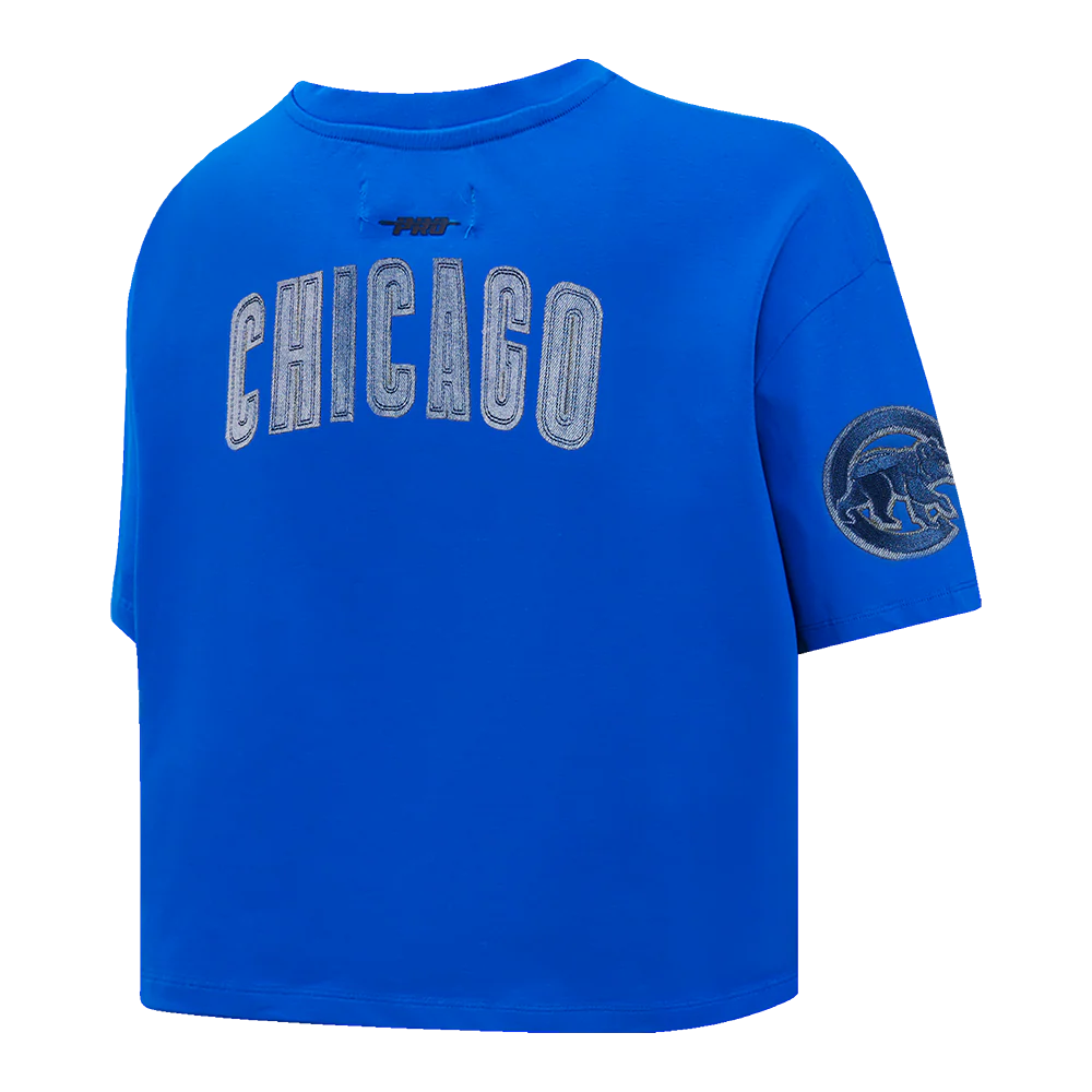 MLB CHICAGO CUBS VARSITY BLUES WOMEN'S BOXY TOP (ROYAL BLUE) - Image 4