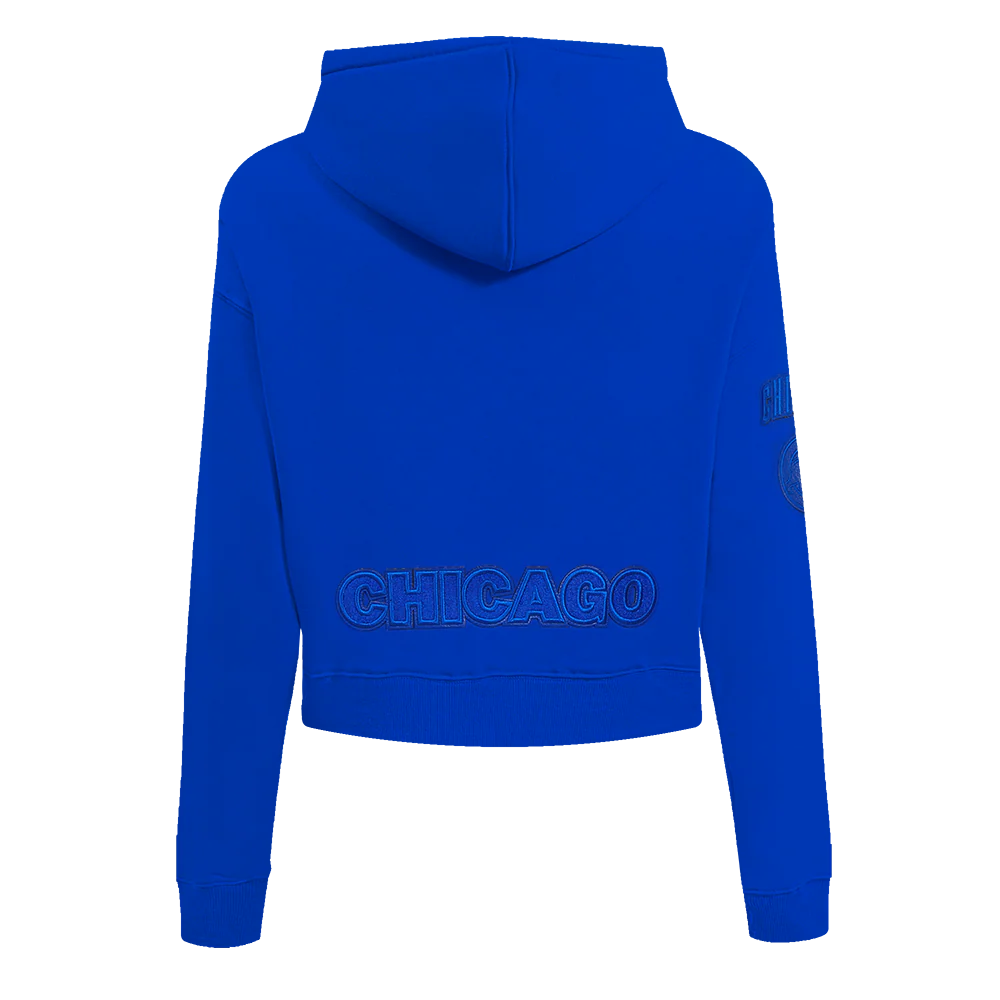 MLB CHICAGO CUBS TRIPLE TONAL WOMEN'S DOUBLE KNIT FULL ZIP HOODIE (ROYAL BLUE) - Image 3