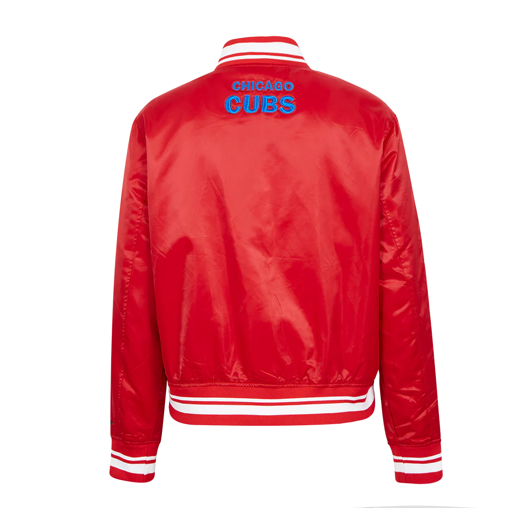 MLB CHICAGO CUBS SCRIPT TAIL WOMEN'S SATIN JACKET (RED) - Image 3