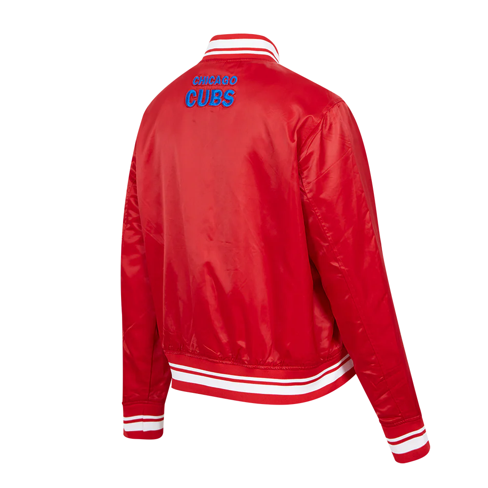 MLB CHICAGO CUBS SCRIPT TAIL WOMEN'S SATIN JACKET (RED) - Image 4