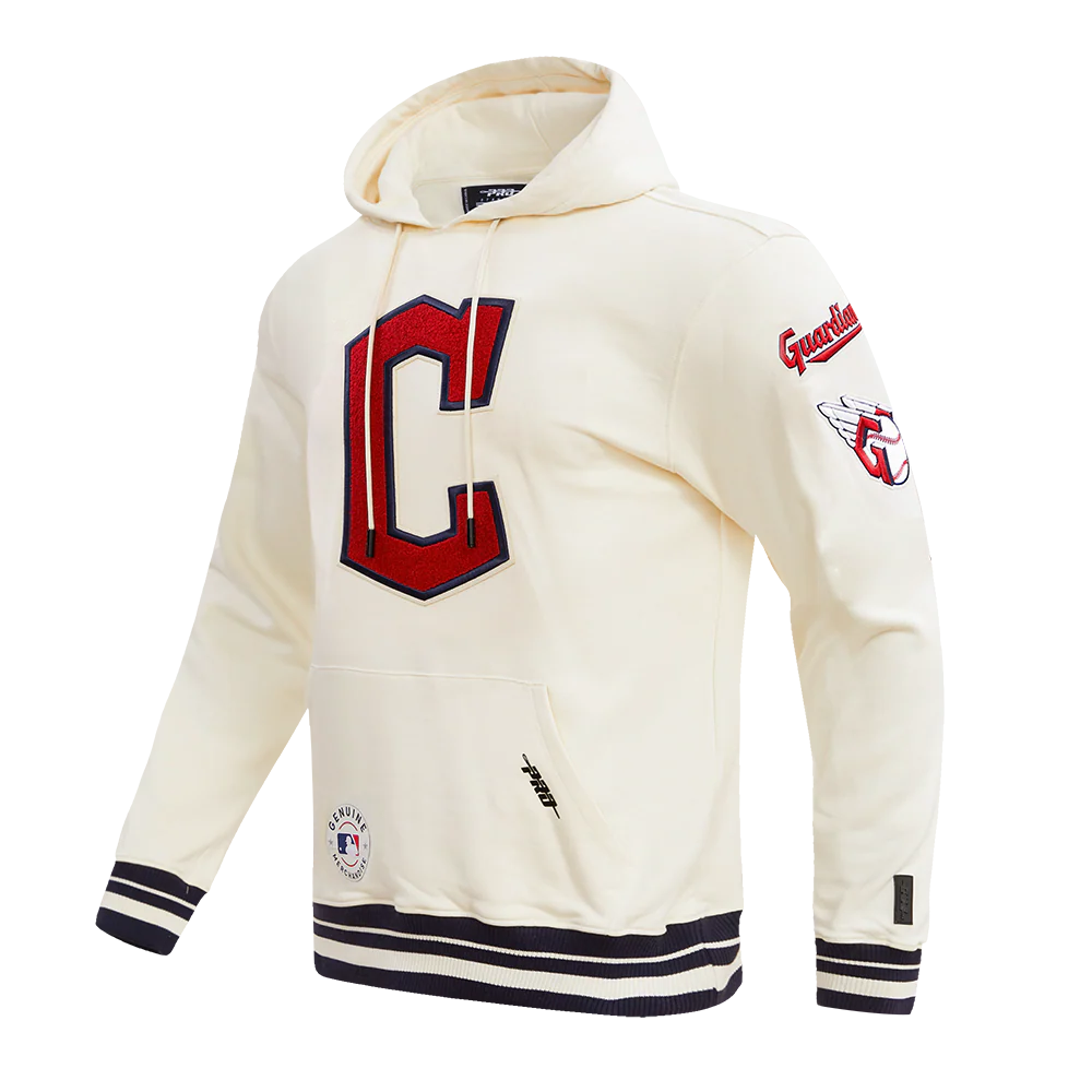 MLB CLEVELAND GUARDIANS RETRO CLASSIC MEN'S PULLOVER HOODIE (EGGSHELL/ MIDNIGHT NAVY) - Image 2