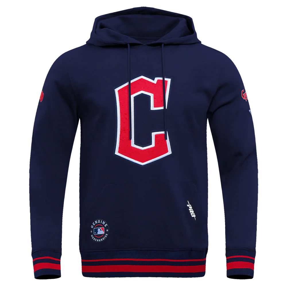 MLB CLEVELAND GUARDIANS RETRO CLASSIC MEN'S PULLOVER HOODIE (MIDNIGHT NAVY/RED/MIDNIGHT NAVY)