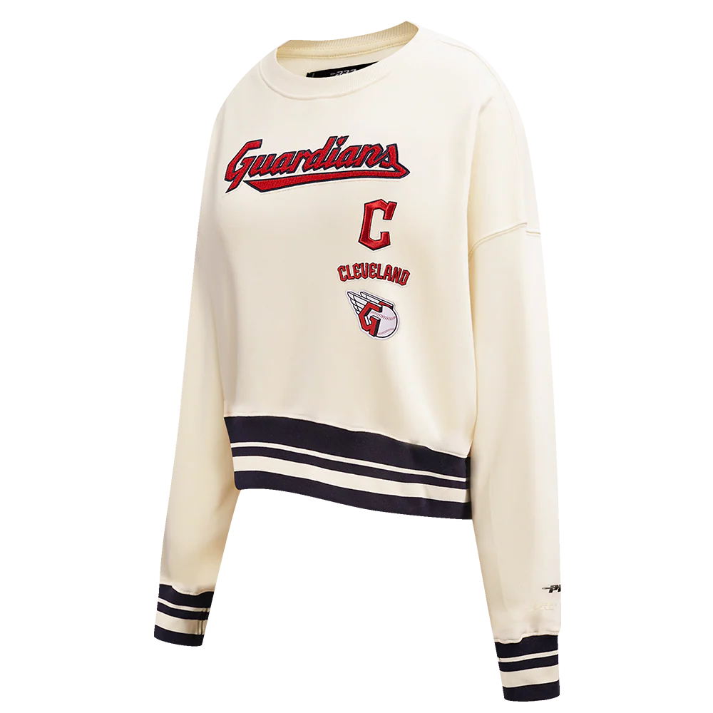MLB CLEVELAND GUARDIANS RETRO CLASSIC WOMEN'S CREWNECK (EGGSHELL/ MIDNIGHT NAVY) - Image 2