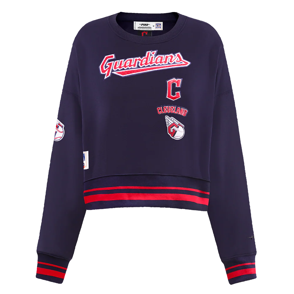 MLB CLEVELAND GUARDIANS RETRO CLASSIC WOMEN'S CREWNECK (MIDNIGHT NAVY/RED/MIDNIGHT NAVY)