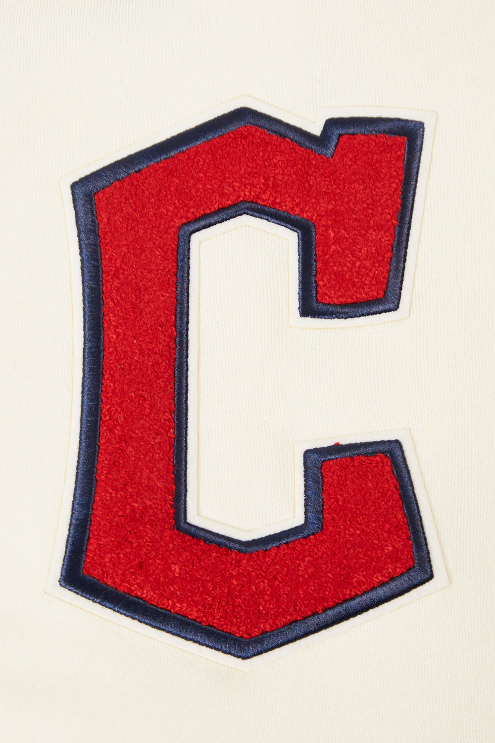 MLB CLEVELAND GUARDIANS RETRO CLASSIC WOMEN'S CROPPED PULLOVER HOODIE (EGGSHELL/ MIDNIGHT NAVY) - Image 5