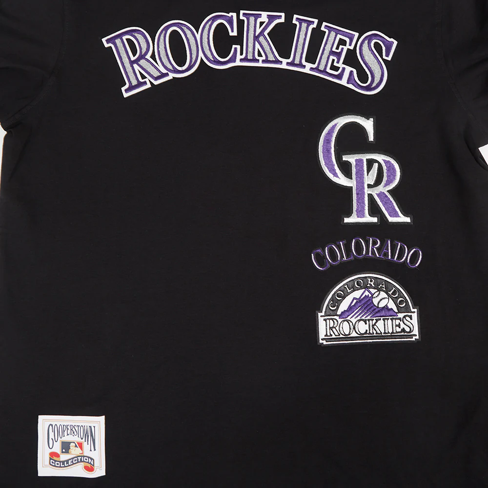 MLB COLORADO ROCKIES RETRO CLASSIC MEN'S STRIPED TOP (BLACK/GRAY) - Image 5