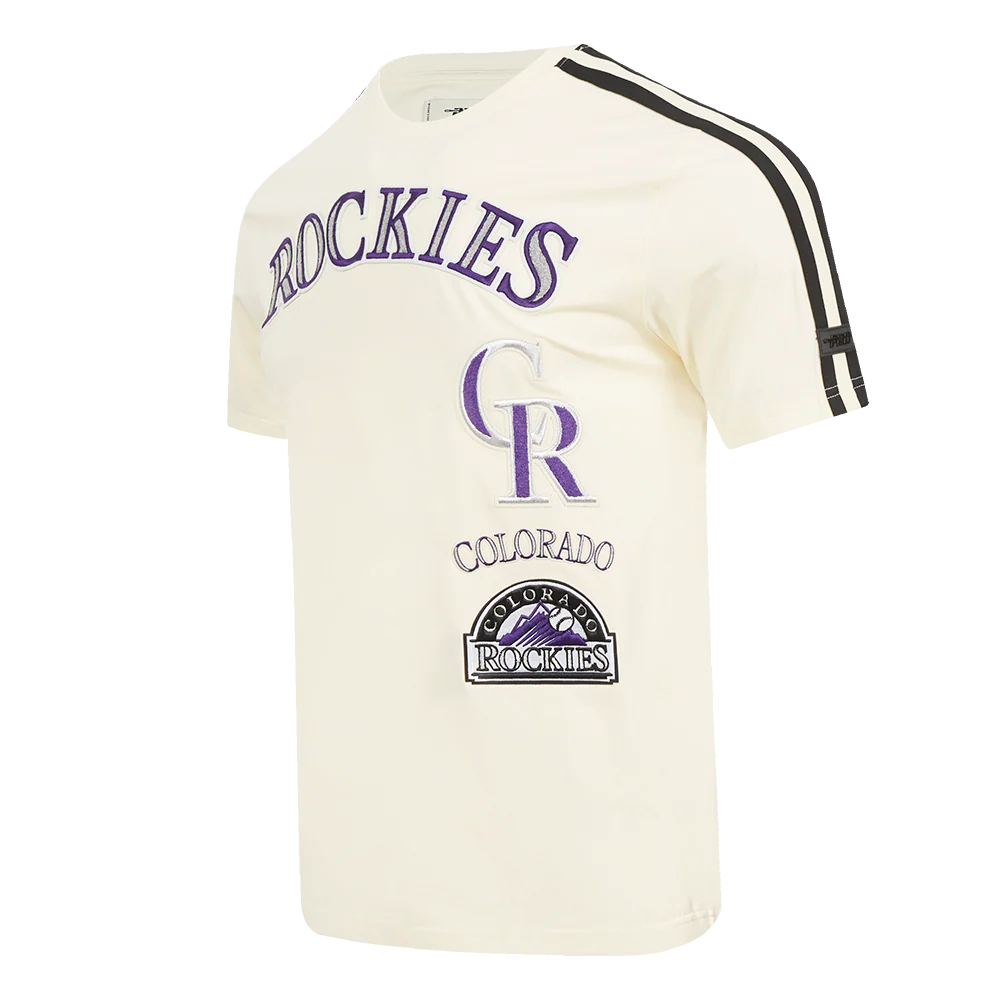 MLB COLORADO ROCKIES RETRO CLASSIC MEN'S STRIPED TOP (EGGSHELL/ BLACK) - Image 2