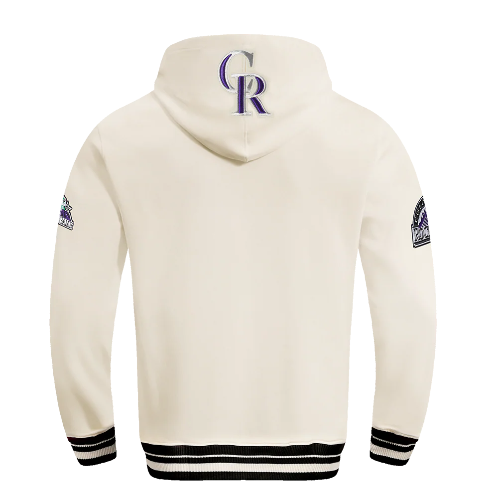 MLB COLORADO ROCKIES RETRO CLASSIC MEN'S PULLOVER HOODIE (EGGSHELL/ BLACK) - Image 3
