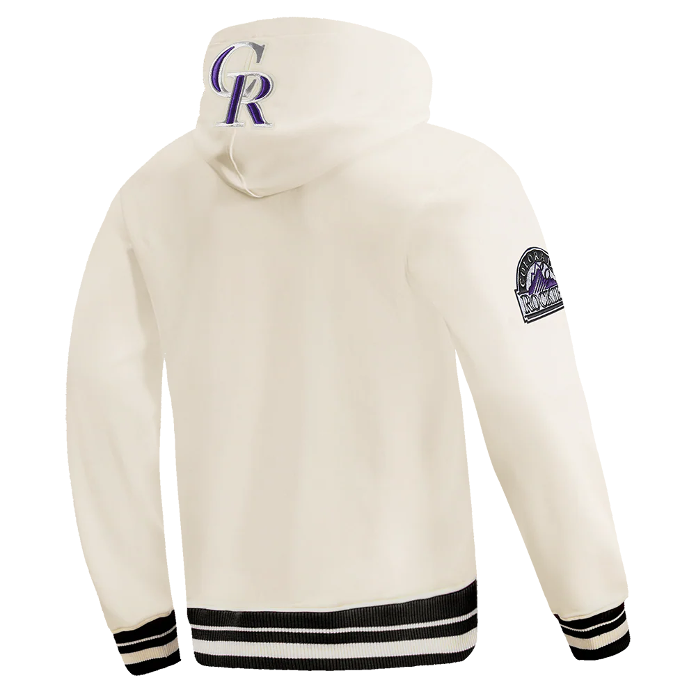 MLB COLORADO ROCKIES RETRO CLASSIC MEN'S PULLOVER HOODIE (EGGSHELL/ BLACK) - Image 4