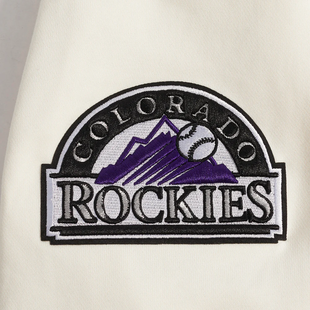 MLB COLORADO ROCKIES RETRO CLASSIC MEN'S PULLOVER HOODIE (EGGSHELL/ BLACK) - Image 8
