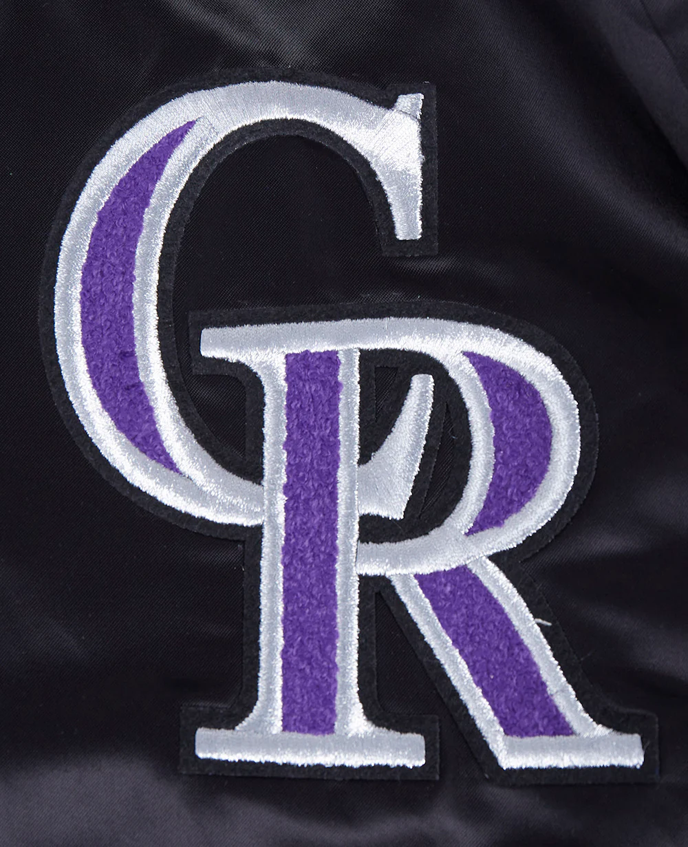 MLB COLORADO ROCKIES RETRO CLASSIC MEN'S RIB SATIN JACKET (BLACK/GRAY) - Image 5