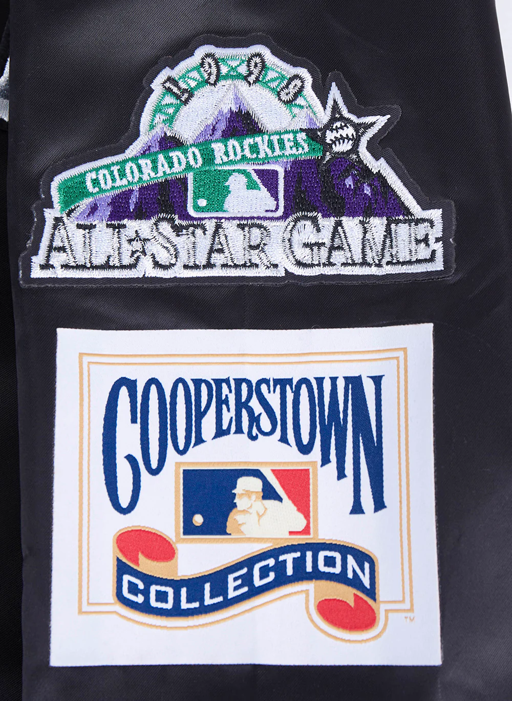 MLB COLORADO ROCKIES RETRO CLASSIC MEN'S RIB SATIN JACKET (BLACK/GRAY) - Image 7