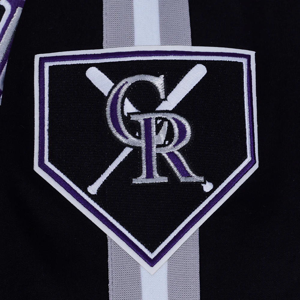 MLB COLORADO ROCKIES CURRENT LOGO PRO GAME DAY MEN'S DOUBLE KNIT JACKET (BLACK/SILVER/WHITE) - Image 7