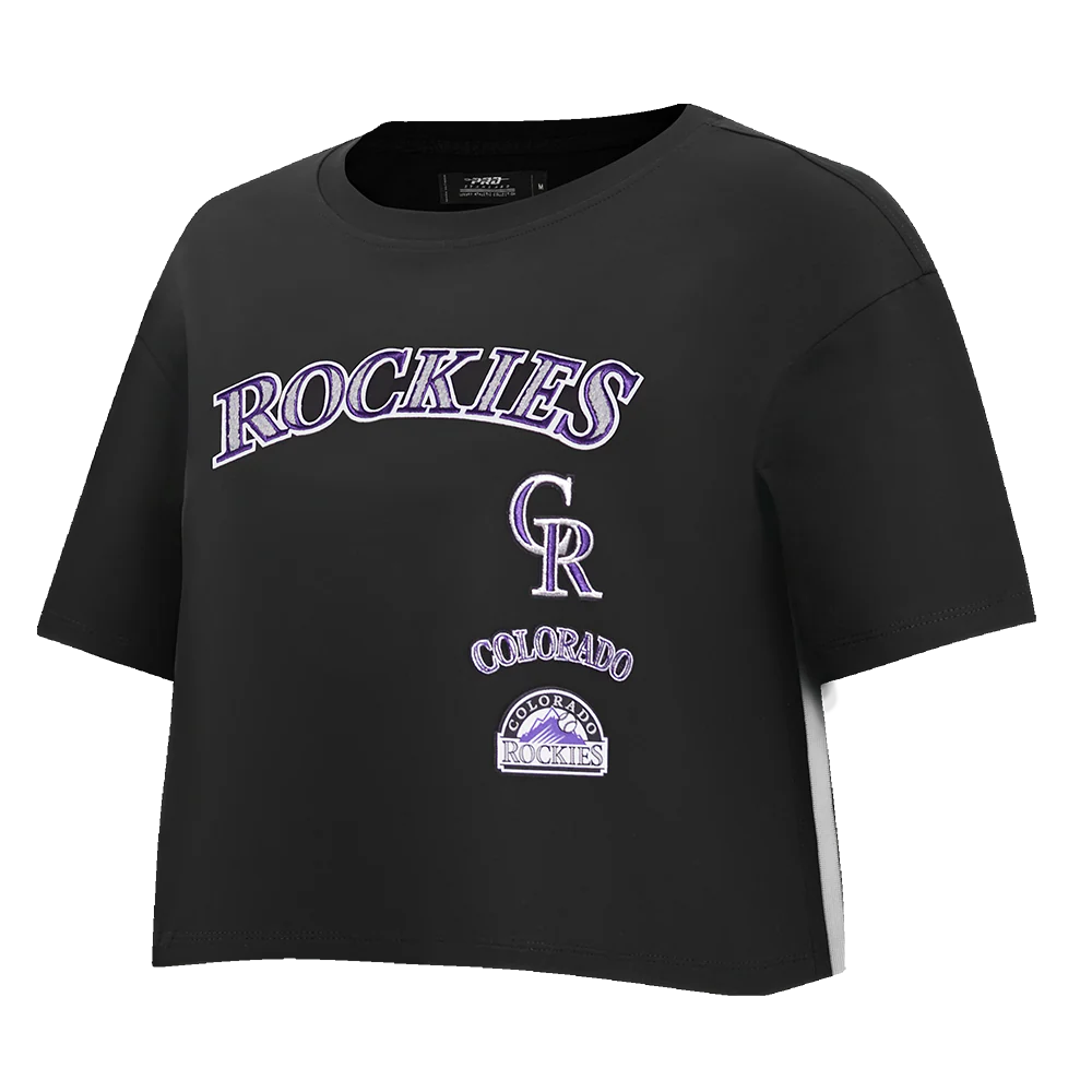 MLB COLORADO ROCKIES RETRO CLASSIC WOMEN'S BOXY TOP (BLACK) - Image 2