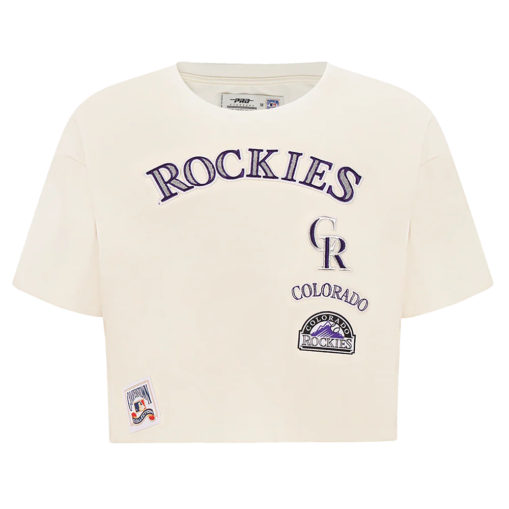 MLB COLORADO ROCKIES RETRO CLASSIC WOMEN'S BOXY TOP (EGGSHELL)