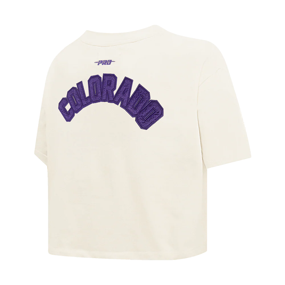 MLB COLORADO ROCKIES TRIPLE TONAL SINGLE JERSEY BOXY WOMEN'S TEE (EGGSHELL) - Image 4