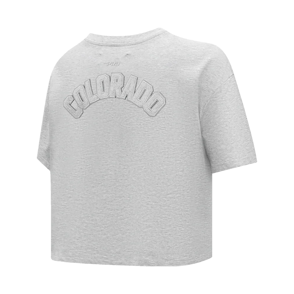 MLB COLORADO ROCKIES TRIPLE TONAL SINGLE JERSEY BOXY WOMEN'S TEE (HEATHER GREY) - Image 4