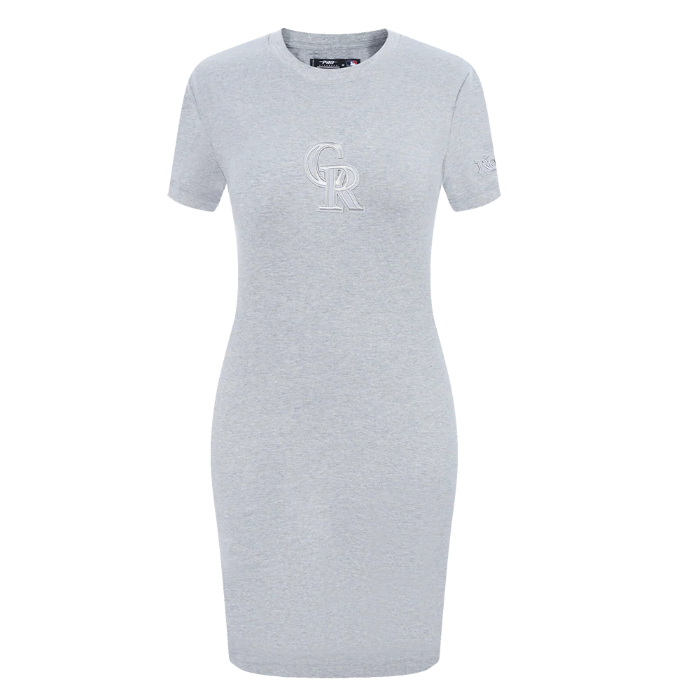 MLB COLORADO ROCKIES TRIPLE TONAL BODYCON WOMEN'S DRESS (HEATHER GREY)