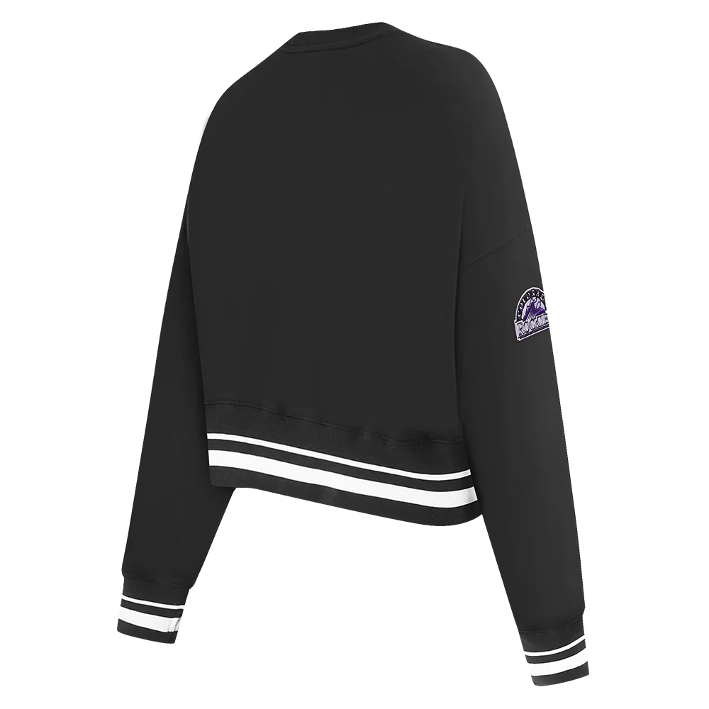 MLB COLORADO ROCKIES RETRO CLASSIC WOMEN'S RIB CREWNECK (BLACK) - Image 4