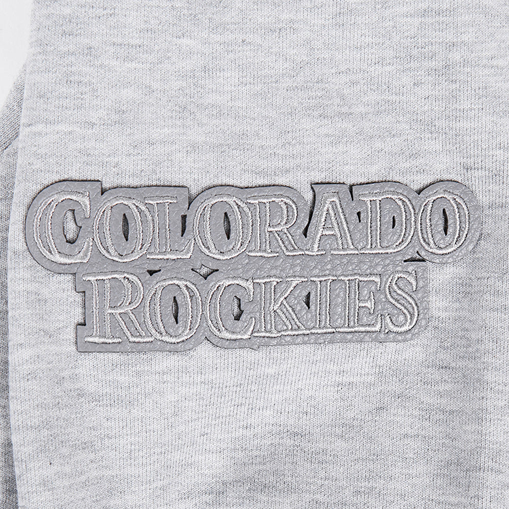 MLB COLORADO ROCKIES TRIPLE TONAL WOMEN'S DOUBLE KNIT FULL ZIP HOODIE (HEATHER GREY) - Image 6
