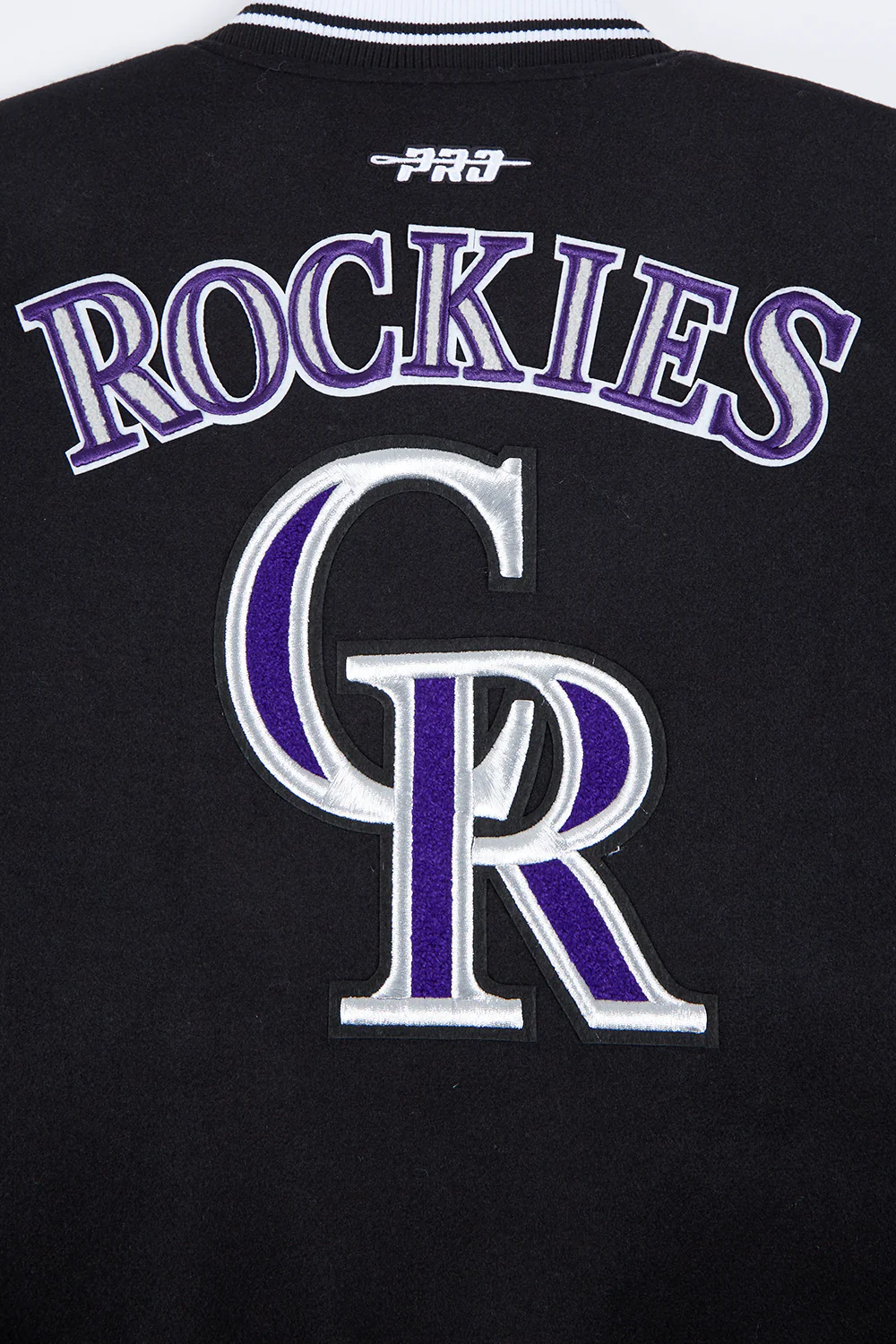 MLB COLORADO ROCKIES RETRO CLASSIC WOMEN'S RIB WOOL VARSITY JACKET (BLACK) - Image 10