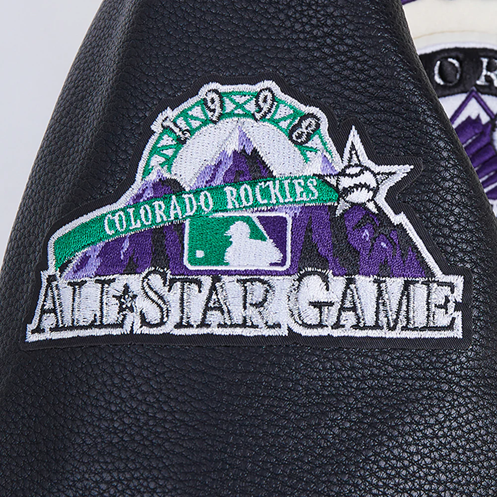 MLB COLORADO ROCKIES RETRO CLASSIC WOMEN'S RIB WOOL VARSITY JACKET (EGGSHELL/ BLACK) - Image 6