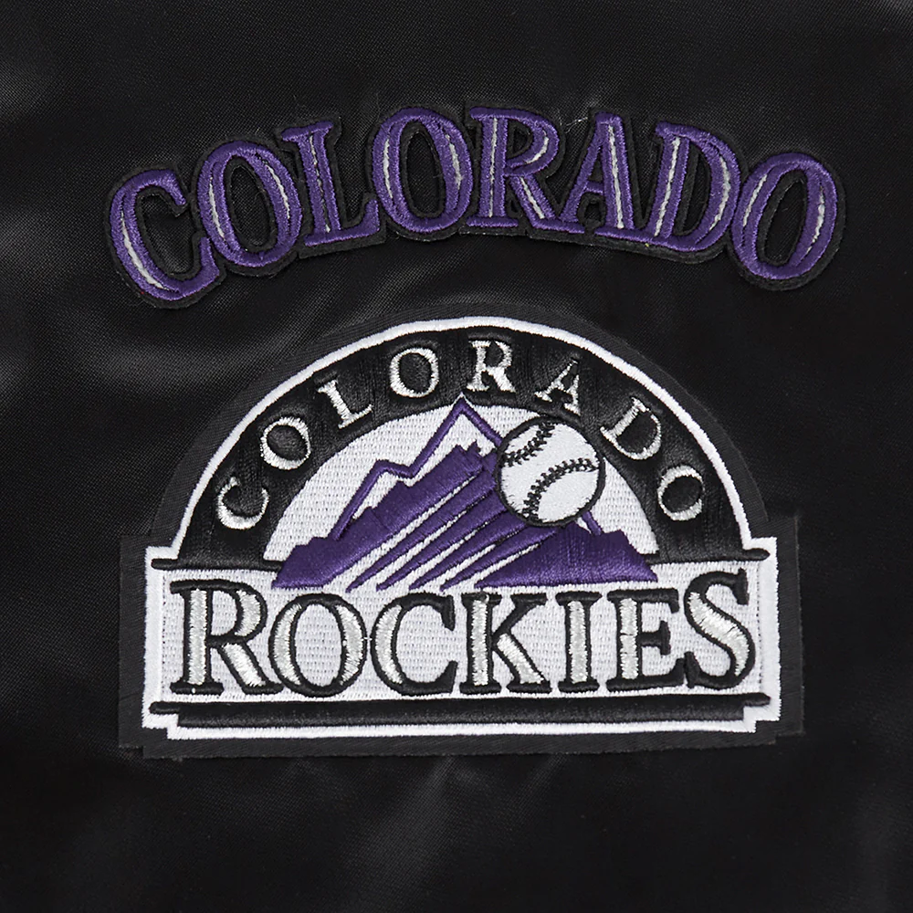MLB COLORADO ROCKIES RETRO CLASSIC WOMEN'S RIB SATIN JACKET (BLACK) - Image 6