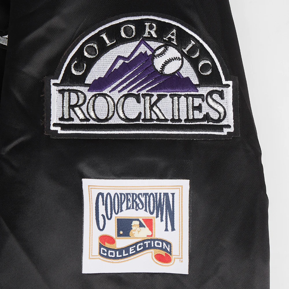 MLB COLORADO ROCKIES RETRO CLASSIC WOMEN'S RIB SATIN JACKET (BLACK) - Image 8