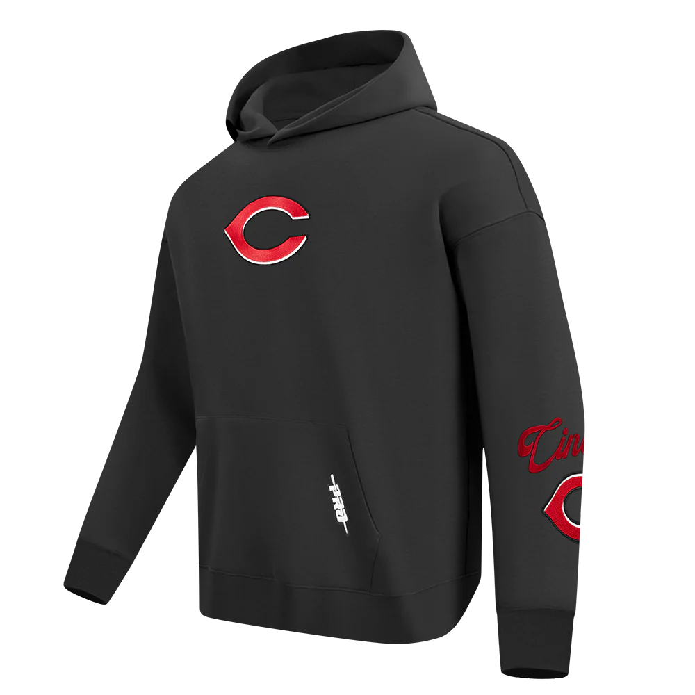 MLB CINCINNATI REDS LIVING LARGE MEN'S DROP SHOULDER FLC PO HOODIE (BLACK) - Image 3
