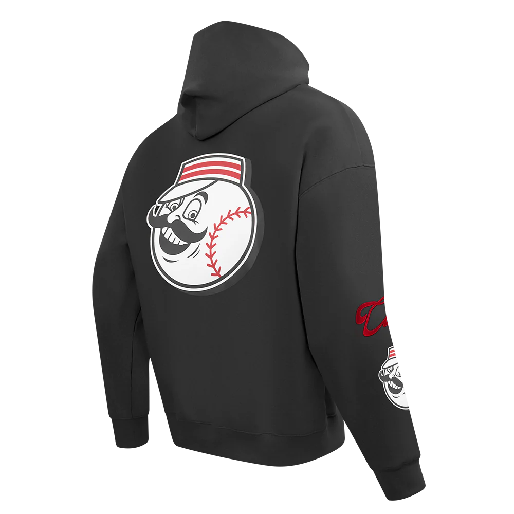 MLB CINCINNATI REDS LIVING LARGE MEN'S DROP SHOULDER FLC PO HOODIE (BLACK) - Image 4