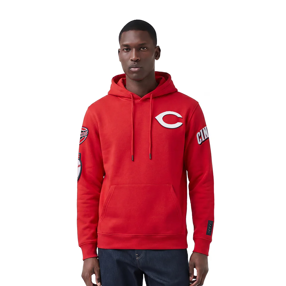 MLB CINCINNATI REDS CLASSIC CHENILLE MEN'S PULL OVER HOODIE (RED)