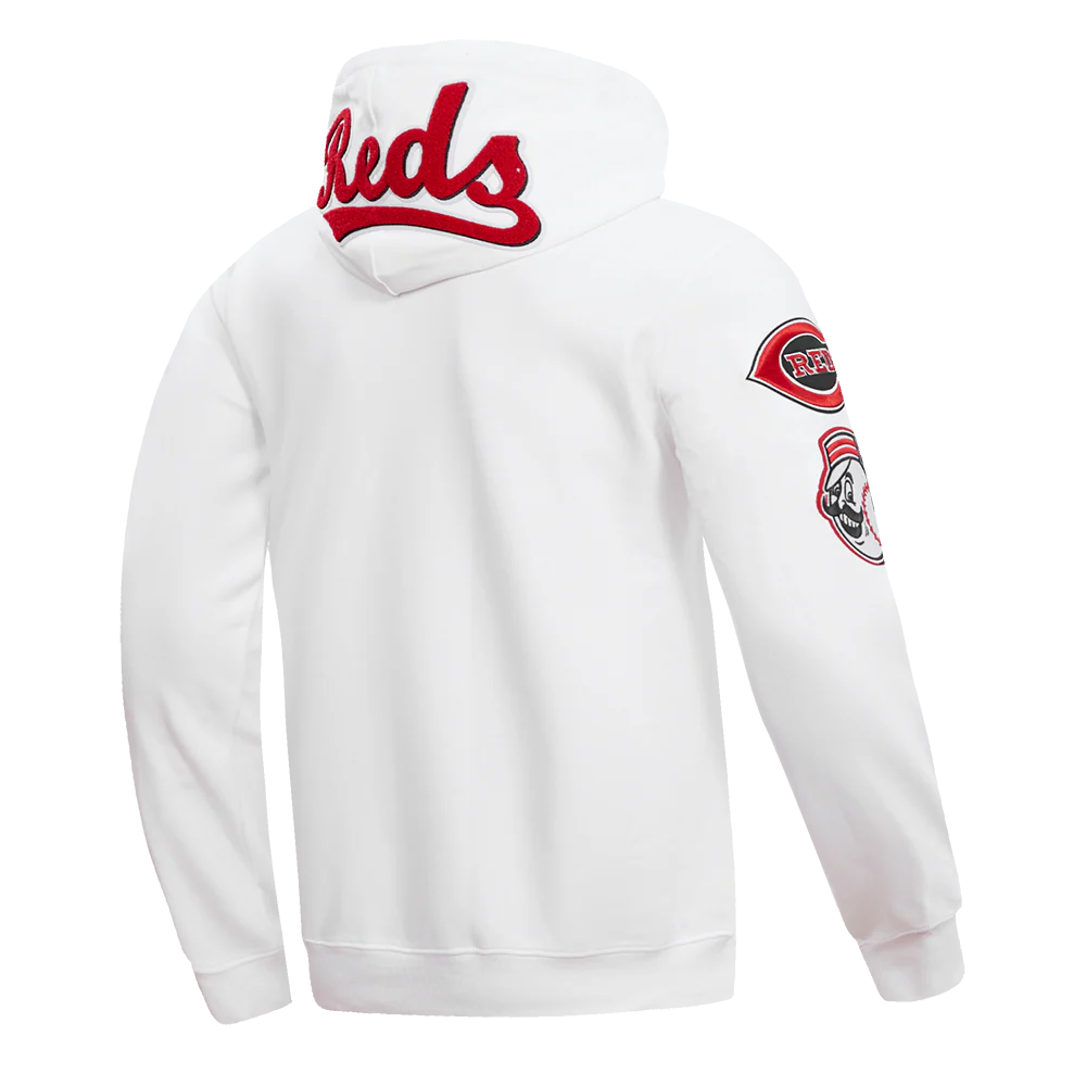 MLB CINCINNATI REDS CLASSIC CHENILLE MEN'S PULLOVER HOODIE (WHITE) - Image 3
