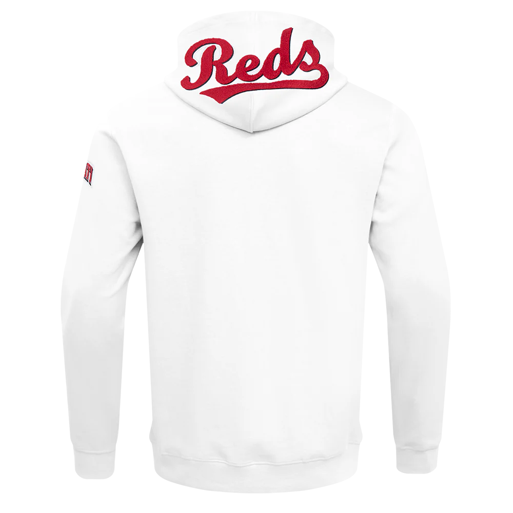 MLB CINCINNATI REDS CLASSIC CHENILLE MEN'S FULL ZIP HOODIE (WHITE) - Image 3