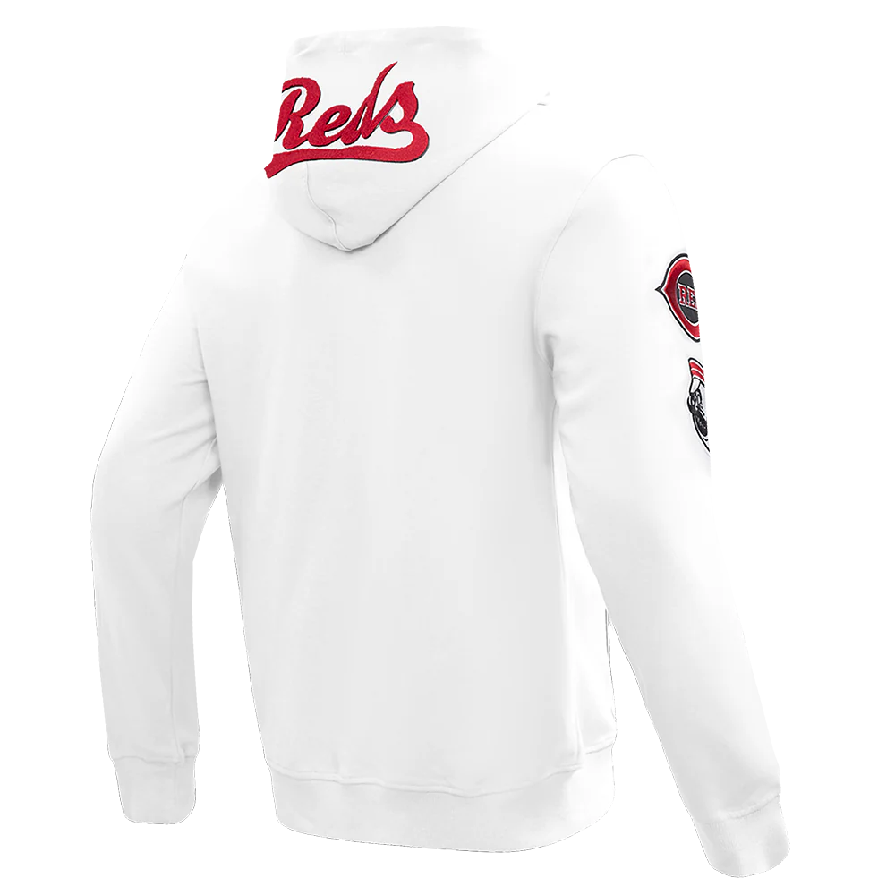 MLB CINCINNATI REDS CLASSIC CHENILLE MEN'S FULL ZIP HOODIE (WHITE) - Image 4