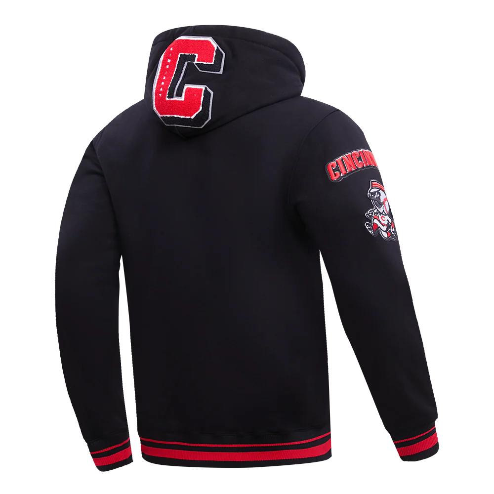 MLB CINCINNATI REDS MASHUP MEN'S RIB PULLOVER HOODIE (BLACK/RED/BLACK) - Image 4
