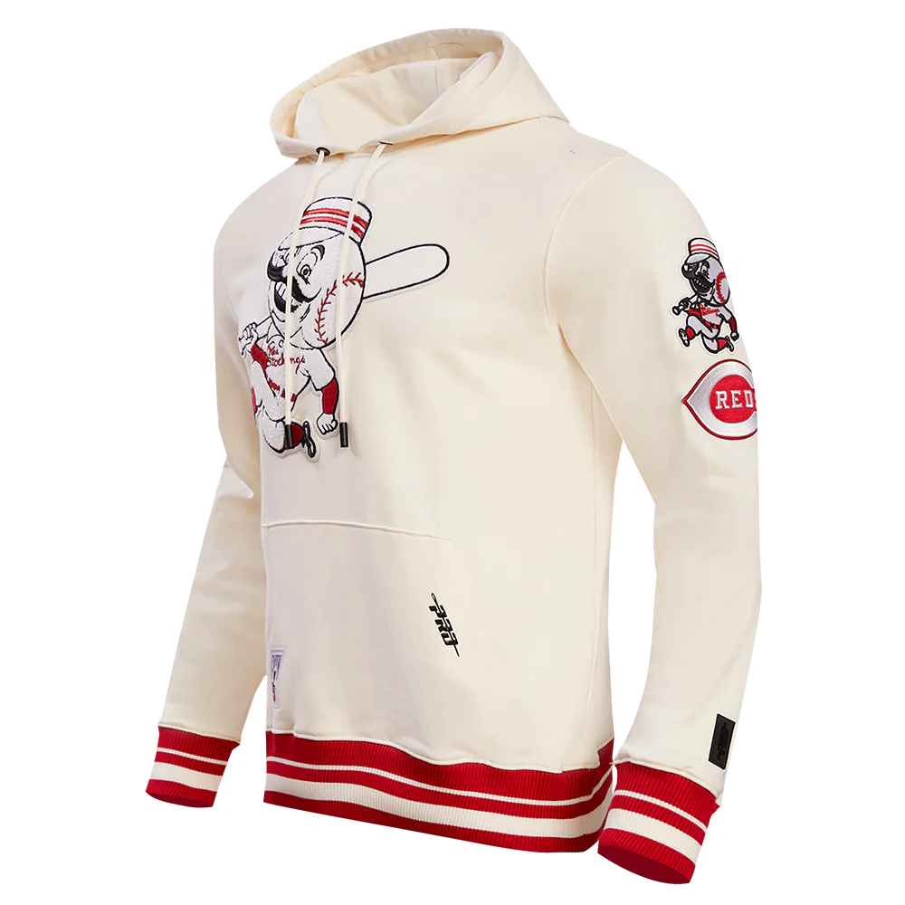 MLB CINCINNATI REDS RETRO CLASSIC MEN'S PULLOVER HOODIE (EGGSHELL/ RED) - Image 2