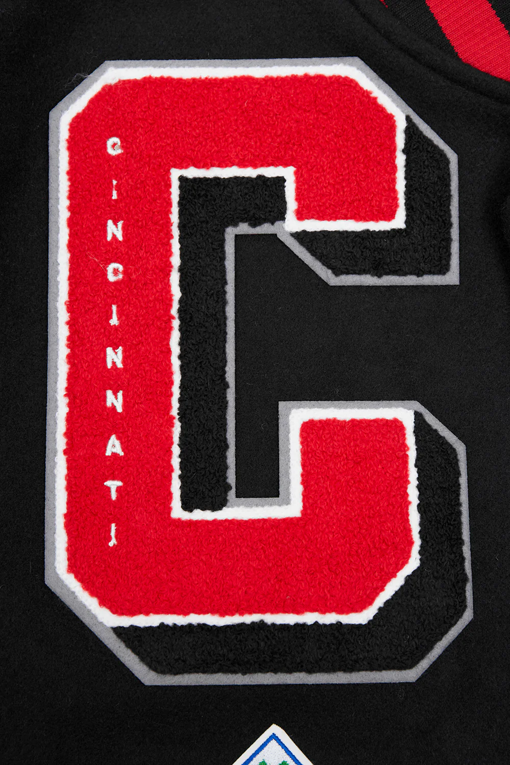MLB CINCINNATI REDS MASHUP MEN'S RIB WOOL VARSITY JACKET (BLACK/RED/BLACK) - Image 4