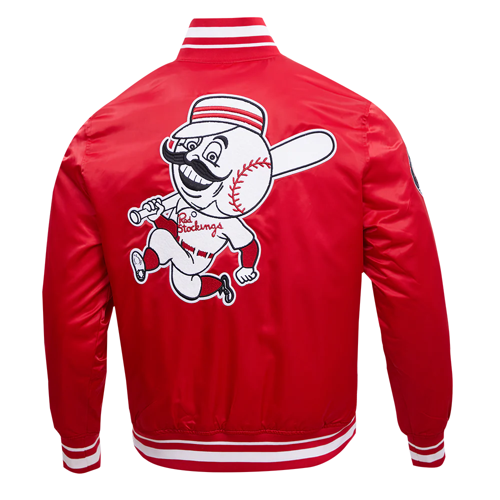 MLB CINCINNATI REDS RETRO CLASSIC MEN'S RIB SATIN JACKET (RED) - Image 3