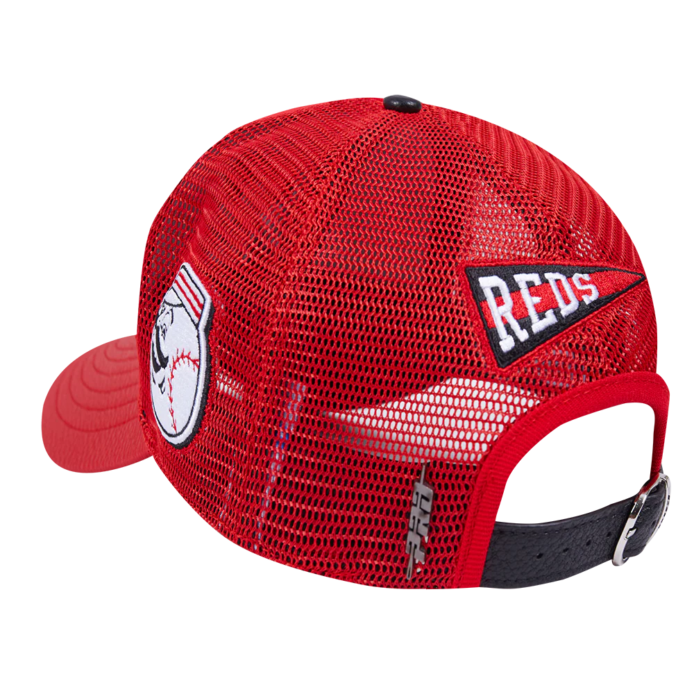 MLB CINCINNATI REDS TEAM PENNANTS MEN'S PINCH FRONT TRUCKER LEATHER (RED) - Image 3