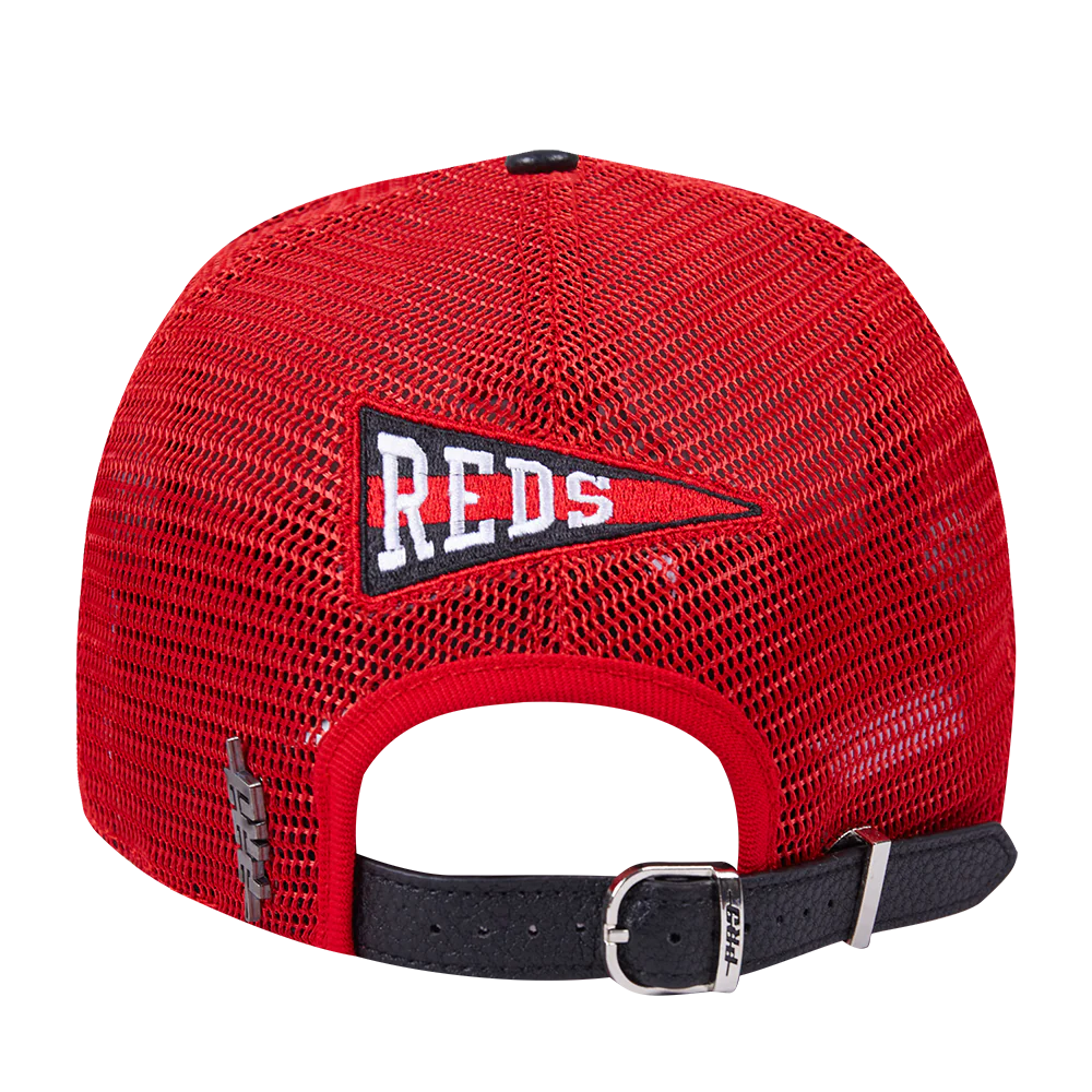 MLB CINCINNATI REDS TEAM PENNANTS MEN'S PINCH FRONT TRUCKER LEATHER (RED) - Image 4