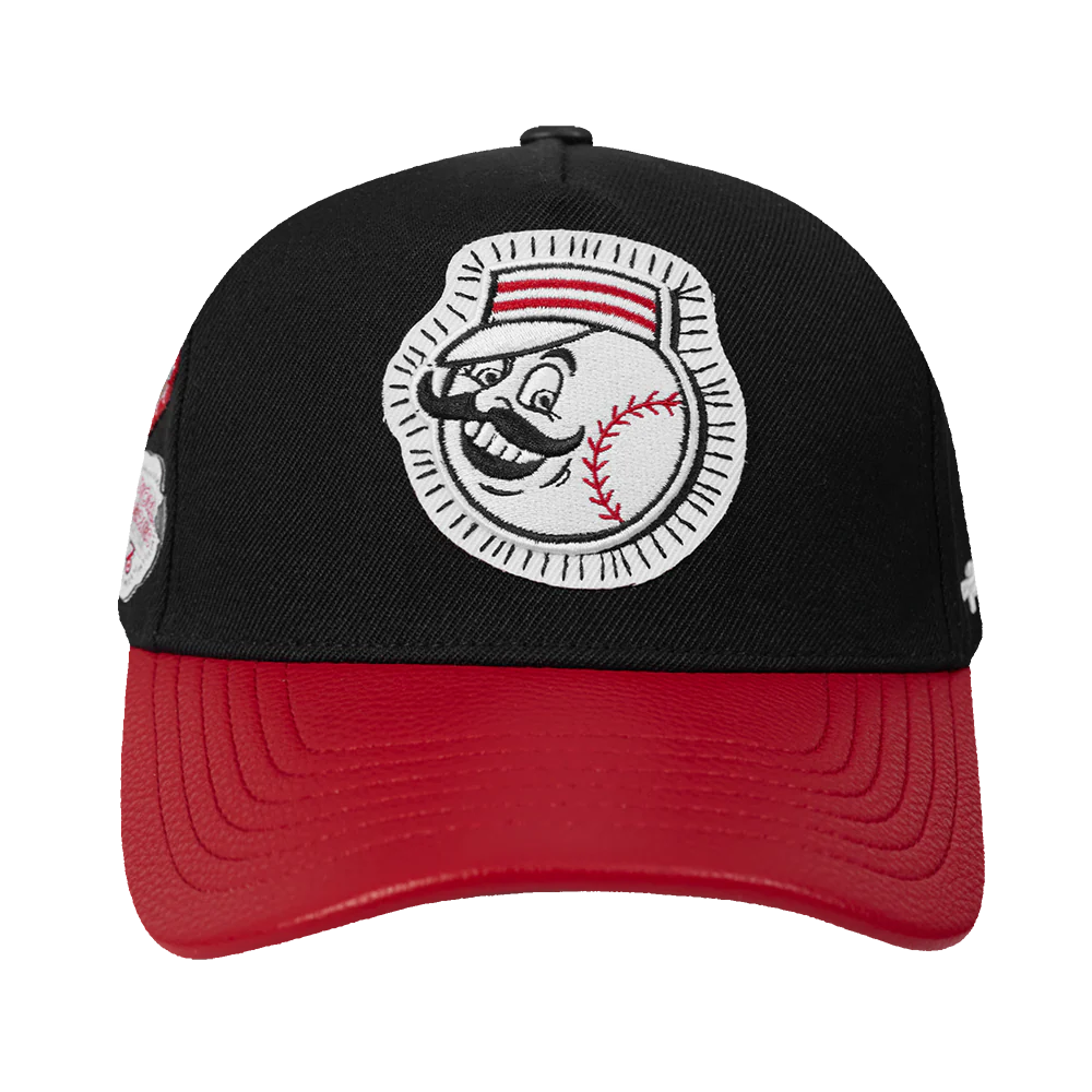 MLB CINCINNATI REDS DIY PICK STITCH LEATHER PINCH FRONT STRAPBAC (BLACK)